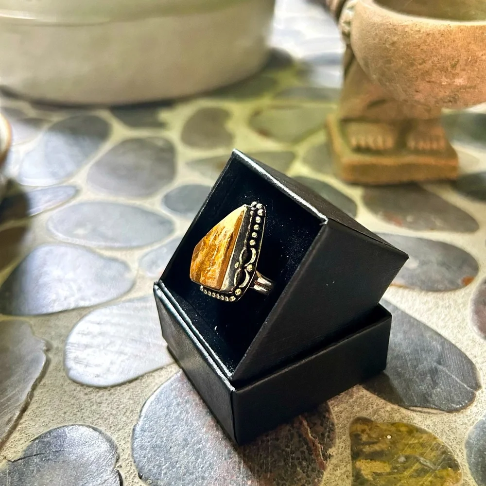 Brown Agate Sterling Silver Ring
